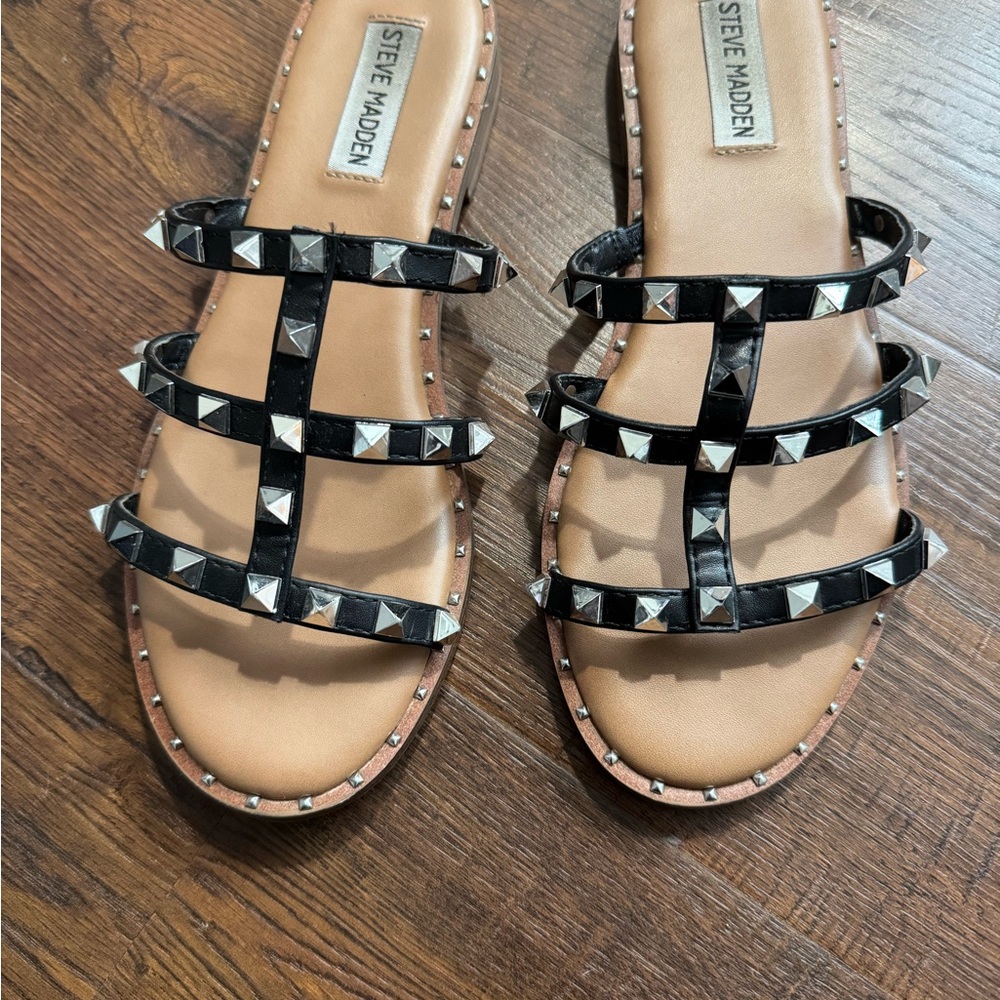 Steve Madden Black Studded Women's Sandals